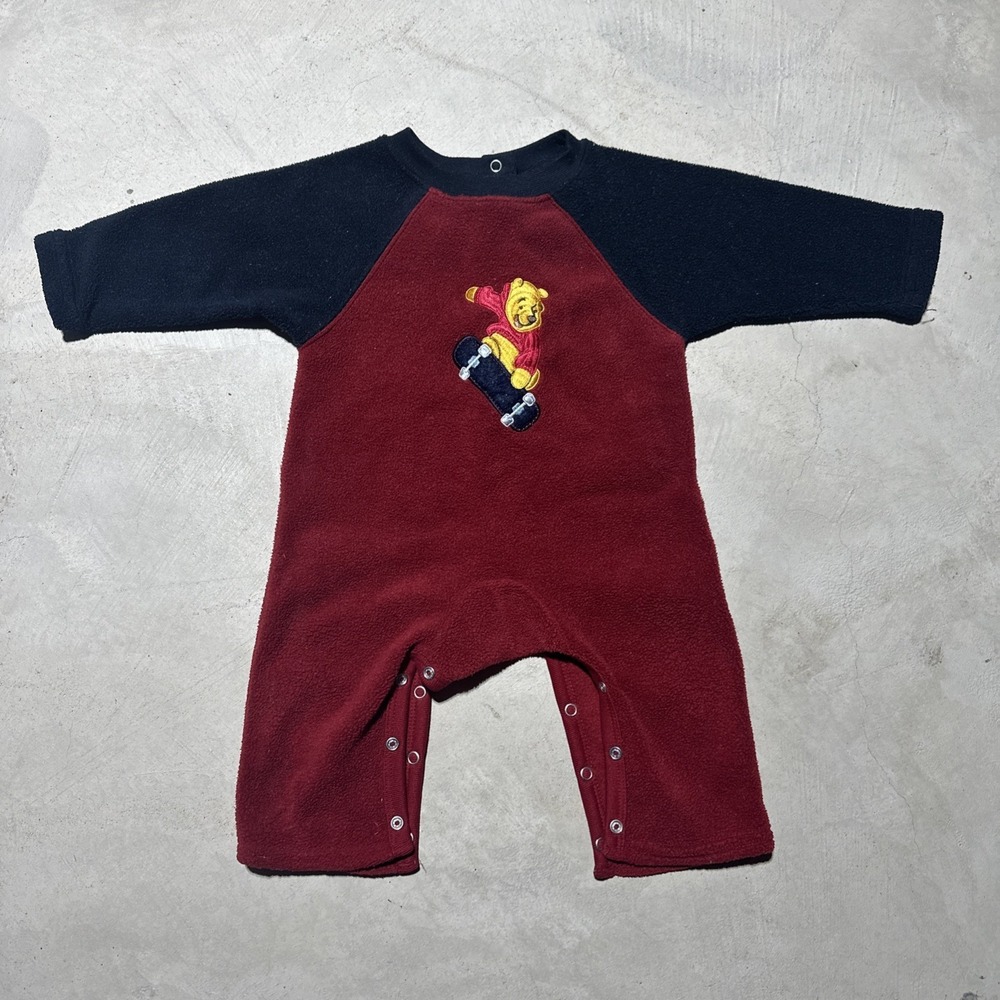 Vintage The Disney Store Winnie The Pooh Boy Romper 6 Months Embroidered Skate